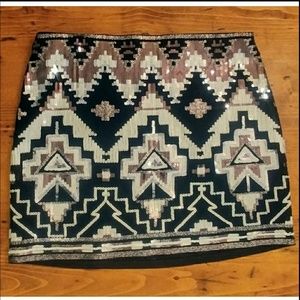 Southwestern Aztec Sequin Skirt by Express